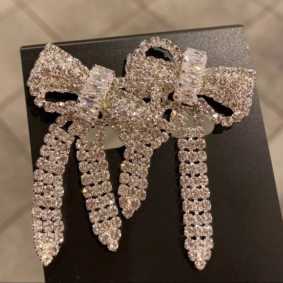 Crystal Bow Earrings - Picture 6 of 7